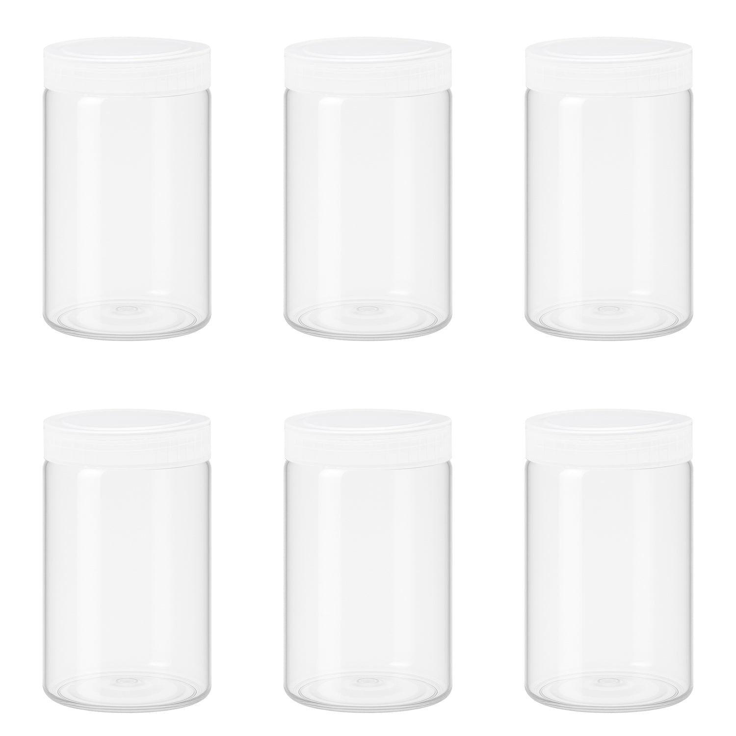 10 قطع برطمان بلاستيك لون ابيض شفاف مقاس 400 ملى - قطر 7 سنتي غطاء الوان مختلفة