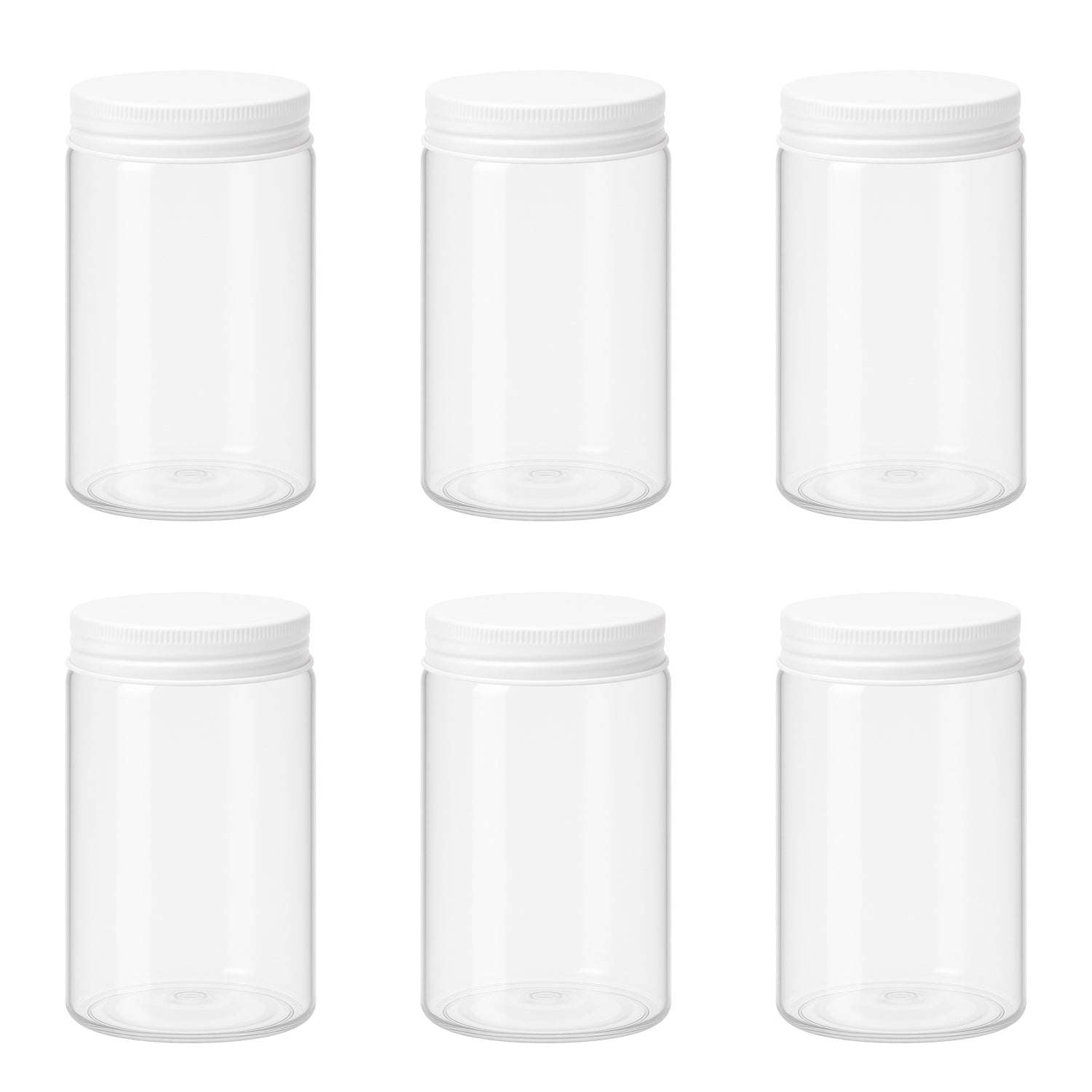 10 قطع برطمان بلاستيك لون ابيض شفاف مقاس 400 ملى - قطر 7 سنتي غطاء الوان مختلفة