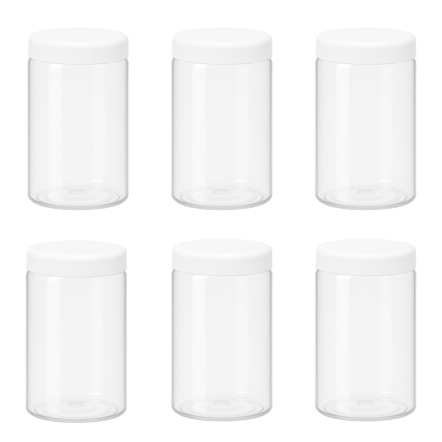 10 قطع برطمان بلاستيك لون ابيض شفاف مقاس 400 ملى - قطر 7 سنتي غطاء الوان مختلفة