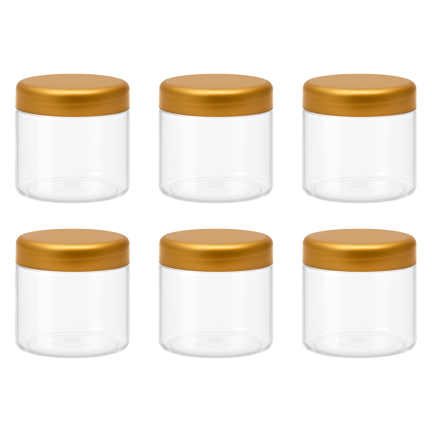 8 قطع برطمان بلاستيك لون ابيض شفاف مقاس 200 ملى - قطر 7 سنتي غطاء الوان مختلفة