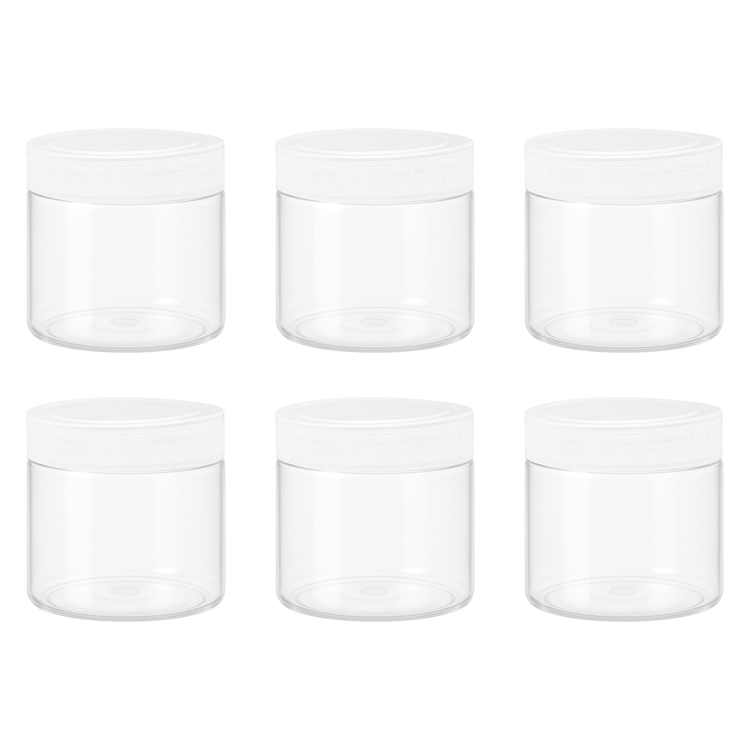 8 قطع برطمان بلاستيك لون ابيض شفاف مقاس 200 ملى - قطر 7 سنتي غطاء الوان مختلفة